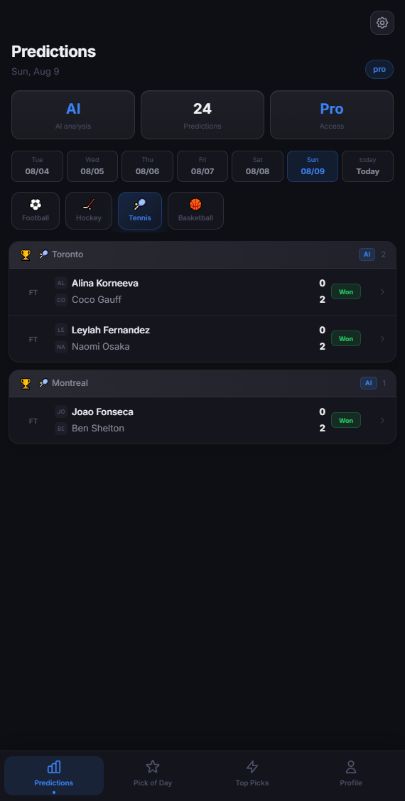 WinRate AI predictions screen